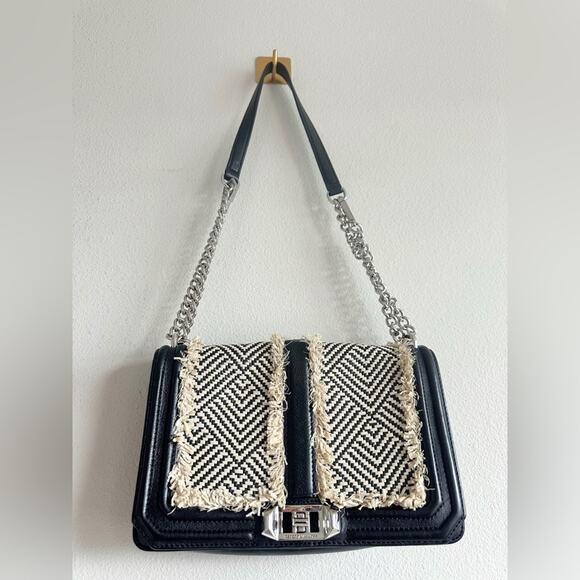 TOTE BAG 40 IN STRIPED PATTERN OF LIGHT BLUE ORANGE AND CREAM WHITE WOVEN RAFFIA